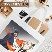 Graphic Print Canvas Tote Bag, Large Capacity Reusable Shoulder Bag - Aesthetic Art Illustration, Casual Shopping Bag, Daily Commute Handbag, School Book Carrying Pouch, Sturdy Cotton Fabric, Grocery Holder, Fashion Accessories For Women Girls,Canvas Bag,Shoulder Bag,Handbag,Aesthetic,Graphic Print,Meme,Funny,Library Bag,Laptop Holder,Lightweight,Foldable,Washable,College Essentials,Best Friend Gift. - 白色 - 查看 3