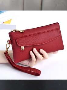 1 Pc Women Clutch Bag Fashion Long Wallet Clutch Coin Pouch Bag Card Holder Zip Purse Business Bag - Multicolor - View 5
