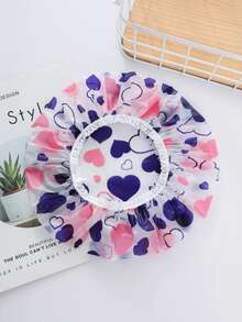 1pc Floral Waterproof PEVA Shower Cap, Suitable For Bathroom Home Decor, Autumn Decor, Back To School - Basic model - View 3
