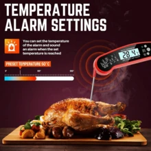 1支装畅销不锈钢折叠探针式厨房烧烤数字食品肉类温度计，带背光，快速精准读数，适用于烹饪、烧烤、烘焙 - 多色 - 查看 6