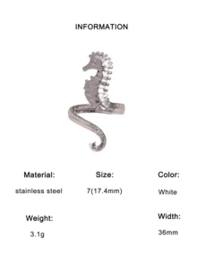 1pc Unique Seahorse Shaped Stainless Steel Gold-Plated Ring, Suitable For Women's Daily, Party, And Date Wear - Open Ring - View 9