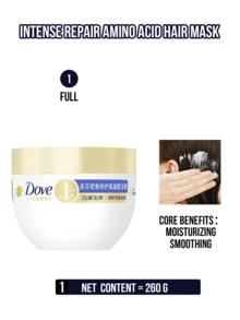 Dove Maska do włosów Pigeon Amino Acid Deep Repair 260 g/50 g, regeneruje zniszczone/farbowane włosy, odżywia łamliwe pasma, redukuje puszenie się i rozdwajanie końcówek, wzmacnia włókna włosów, zwiększa połysk i gładkość, nawilżająca i odżywcza formuła odpowiednia do wszystkich rodzajów włosów (suchych/kręconych/farbowanych), idealna do codziennej pielęgnacji włosów/na podróż, prezent premium w postaci odbudowującej pielęgnacji włosów - Intensywna maska regenerująca do włosów - Zobacz 13