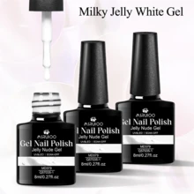 MSRUIOO 1瓶8毫升乳白色果冻凝胶指甲油，冰白色水晶凝胶指甲油，需UV灯固化，持久速干，适合DIY美甲，女性居家必备凝胶指甲油美甲用品。 - 白色 - 查看 5