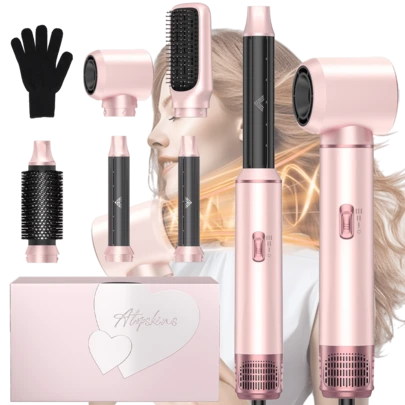 UKLISS 五合一热风造型器及吹风机 | 5个可拆卸互换配件 + 3档精准温度设置 | 自动卷发及多种造型（卷发/波浪/直发/蓬松） | 防毛躁、防静电、持久定型 | 适用于所有发质（细软/粗硬/卷发/直发） | 送给她的绝佳礼物（情人节、主显节、狂欢节） | 适用于沙龙/居家使用、旅行、办公、度假、派对、狂欢节等场合