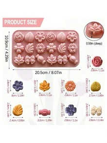 1pc Silicone Flower Candy Mold, Daisy Chocolate Mold, Tulip Flower Mold, Bow Leaf Jelly Mold, Ice Cube Mold, Pudding Mold, Soap Mold, Cookie Mold, Dessert Making - Multicolor - View 2