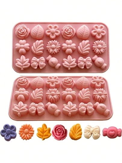 1 pieza Molde de silicona en forma de flor para caramelos, molde de chocolate en forma de margarita, molde de flor en forma de tulipán, molde de gelatina en forma de hoja de lazo, molde de cubitos de hielo, molde de pudín, molde de jabón, molde de galletas, para hacer postres, fiesta de San Valentín, decoración del hogar, regalos para el hogar