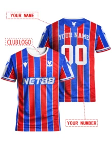 水晶宫 25/26 赛季主场定制男士足球球衣，舒适圆领运动衫，柔软轻盈，可个性化定制，适合足球训练、休闲穿着及作为礼物 - 藍色 - 查看 9