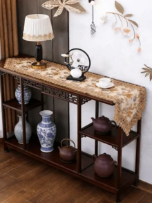 HXARTMIS 1pc Elegant Lace Table Runner, Luxury Sequin 3D Embroidered With Lace Trim, Decorative Table Cloth For Party, Home, Dining Table, Tea Table, Made Of Polyester Fiber, Heat Resistant And Durable, Non-Slip And Odorless, Suitable For Christmas, Halloween, New Year And Other Holiday Decorations, Best Gift, Multiple Sizes Available - Brown - View 2