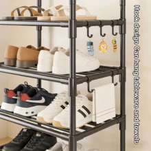 6/8 Tier Shoe Rack, Floor Standing Shoe Rack, Simple To Assemble Shoe Storage Organizer, Stackable Space Saving Shoe Organizer, Large Capacity Organizer For Multiple Pairs Of Shoes, Living Room Dorm Room Rental Housing - Black 6-layer - View 3