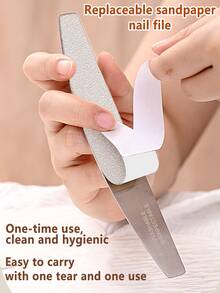 NailShine 10/30/50pcs Replaceable Half-Moon Nail Files, Manicure Sanding Sticks, Sandpaper Nail Files, Reusable & Washable, 80/100/180 Grit - Grey - View 4