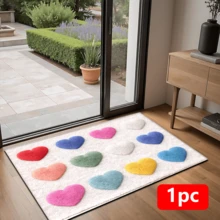 1 قطعة سجادة مطبوعة بنمط قلب ملون، حصيرة صوفية اصطناعية - عالية الامتصاص، سهلة التنظيف، مناسبة لديكور المنزل، المزرعة، المدخل، الداخلي، الغرفة، المطبخ، غرفة الطعام، المكتب المنزلي الصغير، البالوعة، غرفة الغسيل، حصيرة الباب، حصيرة المطبخ، حصيرة مانعة للانزلاق - متعدد الألوان - مشاهدة 12