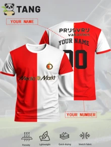 25/26 Home Jersey Customized Men's Football/Soccer Jersey, Crew Neck Comfortable Sports Shirt, Soft & Lightweight Personalized Football/Soccer Tee, Suitable For Football Training, Casual Wear, And Gift - Red and White - View 2