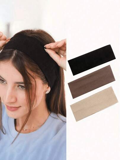 Băng đô co giãn mềm mại - Băng đô yoga phong cách Bohemian phù hợp cho chăm sóc da và trang điểm, băng đô co giãn không trượt dành cho nữ, phù hợp cho tập thể dục và rửa mặt, phụ kiện tóc dệt kim màu trơn thiết yếu