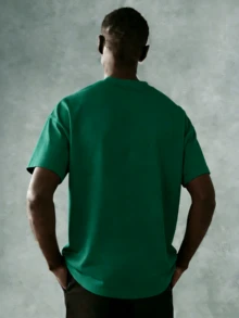 Oversized Boxy Cut Short Sleeve Jersey T Shirt Casual Crop Fit Streetwear Modern Minimalist All Season Essential Top-Comfortable Retro Cotton T-Shirt-K912026 New Men's Spring/Summer Casual Resort Wear Versatile Pure Cotton T-Shirt - 綠色 - 查看 6