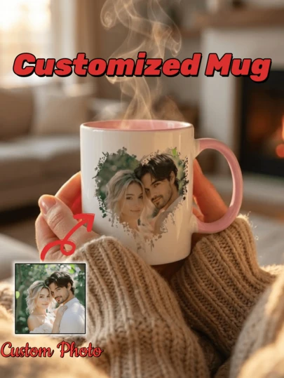 1 كوب سيراميك مطبوع عليه صورة وكتابة شخصية، 1 كوب فريد مطبوع عليه صورة، هدية مثالية لمناسبات الذكرى السنوية، عيد الحب، الزفاف، عيد الميلاد، عيد الأم، عيد الأب، التخرج وغيرها. ديكور منزلي وللمكتب عصري.