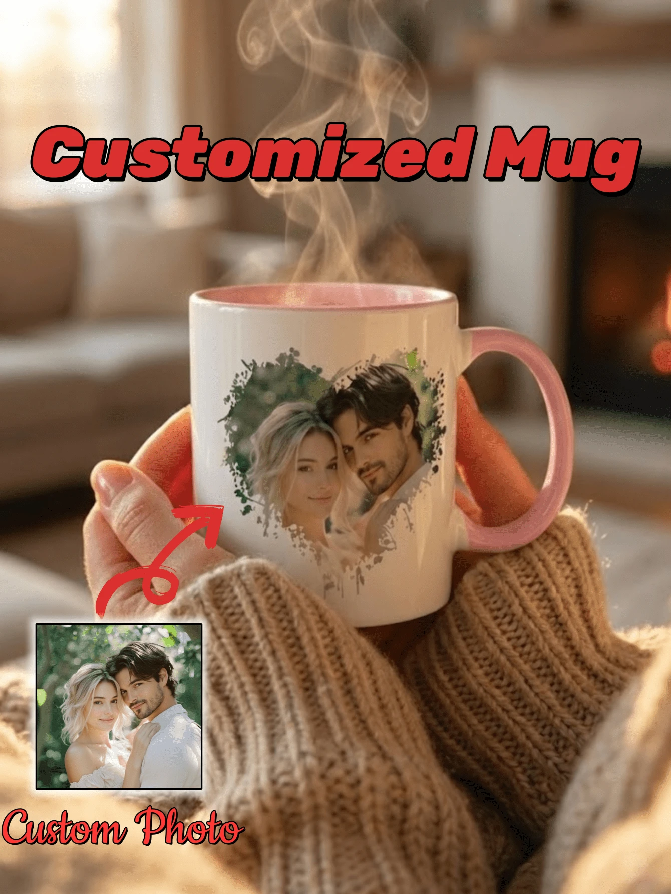 1个个性化照片文字马克杯，1个独特的陶瓷照片马克杯，送给他/她的完美礼物，适合周年纪念日、情人节、婚礼、生日、母亲节、父亲节、毕业典礼和其他场合。时尚的家居和办公装饰。 - 多色 - 查看 1