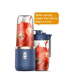 1 máy xay sinh tố điện cầm tay không dây 400ml có cổng sạc USB, máy xay nước ép trái cây mini với 6 lưỡi dao và cốc hai lớp, thích hợp để chế biến thực phẩm tại nhà hoặc ngoài trời, lý tưởng để làm nước ép rau/quả và sinh tố. - Nhiều màu - Xem 12