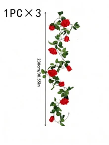 1/3pcs 78.74inch Artificial Rose Vine Fake Flower Garland, Artificial Silk Floral Hanging Floral Decoration Ivy For Wedding Arch Decoration, Table Centerpiece, Party Ceremony Backdrop Wall, Garden Outdoor Decoration, Home Decoration - Multicolor - View 9
