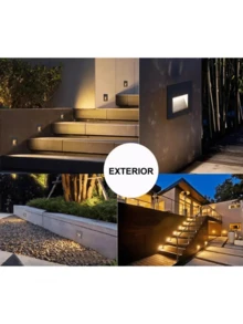 4 Piezas Luz Solar para Exteriores, Luces Solares para Jardín, Luces LED de Paisaje , Luz De Pared Solar Para Exteriores,Impermeables y Duraderas, Adecuadas para Decorativas para Paredes y Escalones. (Rectángulo) 4lampara Led Escalera Pared Cortesía Empotrable Foco 3w Ip65 - negro - Ver 5