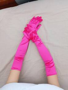 1 双优雅晚宴配饰，舞会配饰，全指弹力缎面手套，加长弹力缎面手套，复古派对女士时尚长手套，正式场合，摄影，角色扮演，舞会，派对，婚礼手套