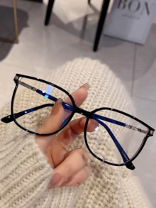 1 pieza Gafas ópticas de mujer de marco ovalado, de moda, minimalistas y adecuadas para la escuela - transparente - Ver 5