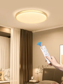 Luz de techo LED de gran tamaño, súper brillante de 50W/70W con 5000-7000 lúmenes, diseño de estrellas de cristal, regulación de 3 colores con control remoto, vida útil de 50,000 horas, sin parpadeo y fácil de limpiar, AC180-265V LED, fácil instalación adecuada para sala de estar/dormitorio/estudio/armario/cocina/pasillo/vestidor/alquiler - Lámpara de techo Crystal Star Diamond - Ver 11