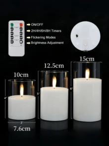 3pcs Rechargeable LED Electronic Candles, (Battery Included), With USB Charging Cable, Suitable For Holidays, Weddings, Gifts, Fireplace, Home Decor - Transparent - View 9