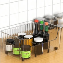 4/3pcs Transparent Plastic Spice Storage Boxes With Adjustable Dividers - Multifunctional Kitchen Organizer Boxes For Spices, Snacks And Small Items - Suitable For Countertop, Detachable Spice Rack, Large Capacity Fridge, Cabinet And Desk Storage Boxes, Kitchen And Outdoor Camping Spice Storage Boxes, Refrigerator Accessories - Multicolor - View 3