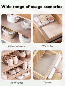 1roll 11.8*39Inch Shelf Liner, Drawer Liner, Cabinet Liner. Translucent EVA Material Waterproof, Moisture-Proof, Mildew-Proof, Oil-Proof, Anon-Slip. Thickened Wear-Resistant Durable, Washable And Reusable,Can Be Cut To The Required Size,Suitable For Shelf Liners, Kitchen Cabinet Liner, Shelves, Refrigerators, Drawers, Shoe Cabinet Liners Non-Adhesive - Nhiều màu - Xem 3