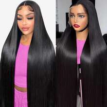 13x6 Lace Frontal Wig Human Hair 250% Density Straight Lace Front Wigs Human Hair HD Transparent Lace Frontal Wig 100% Brazilian Glueless Human Hair Wig Pre Plucked With Baby Hair 15A Brazilian Virgin Human Hair Wigs For Women Natural Black Color - Natural Black - 查看 2