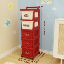 Lightweight Rolling Storage Cart, Storage And Organizing Cart, Multifunctional Rolling Cart, Room Decoration, Bathroom Decoration, Mobile Pull-Out Storage Rack For Kitchen, Living Room, Bathroom, Laundry Room, And Wardrobe - 紅色 - 查看 10