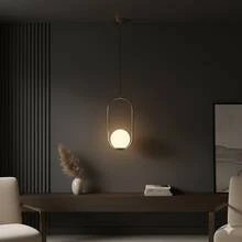 1/2pcs Nordic Minimalist Oval Pendant Light, Bedroom Bedside Dining Room Cafe Creative Spherical Pendant Lamp, E27 Socket, Warm Romantic Creative Lighting, Dining Room Bar Pendant Light (Bulb Not Included) - Gold - View 7