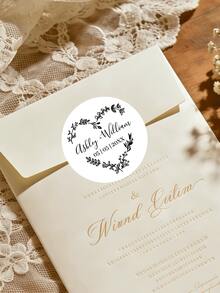 1/12/24/36/48/60 Pcs Customized Wedding Stickers, Round Personalized Couple Name And Date Decals, 6/5/4 Cm Wedding Gift Stickers, Wedding Invitation Seals And Gift Wrapping Labels, Romantic Anniversary And Valentine'S Day Stickers, Self-Adhesive Wedding Celebration Sticker - Regular Model - View 4