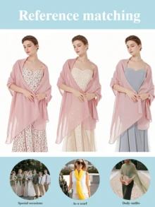 Chiffon Shawls Scarves Wraps For Bridal Wedding Party Evening Dress And Special Occasion Dresses - Baby Pink - View 3