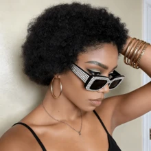Tóc giả xoăn tít kiểu Afro Kinky Pixie làm từ tóc thật, chất lượng cao, màu đỏ rượu vang rực rỡ, đường chân tóc tự nhiên, thích hợp cho phụ nữ mặc hàng ngày và dự tiệc. - Nhiều màu - Xem 5
