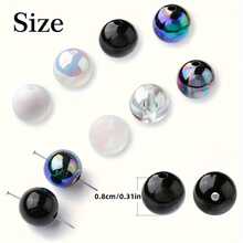 Yiwu Qiyou Accessories Co., LTD 8mm 400/200pcs Frosted Acrylic Beads In Black, White, Valentine's Day With AB Coating - Versatile Mix For DIY Jewelry Making Supplies - Black and White - View 2
