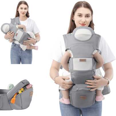 3-In-1 Baby Carrier Waist Stool, Lightweight 4-Season Ergonomic Backpack Carrier, Multifunctional Infant Carrier