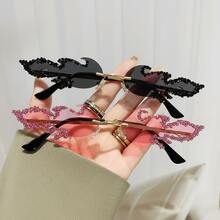 2024新款Y2K时尚无框眼镜，多色水钻装饰，独特设计，适合女性，适合夏季海滩、户外活动和旅行。 - 彩色 - 查看 15