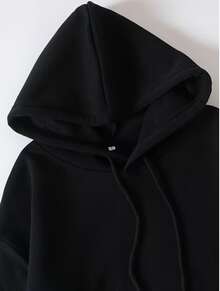 Brooklyn New York Unisex Fleece Sweatshirt, Long Sleeve, Flannel Lined, With Pocket And Kangaroo Hood, Warm For Winter - 黑色 - 查看 3