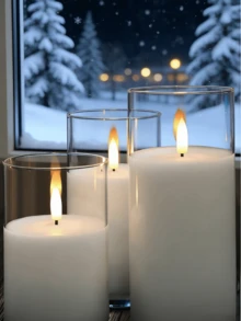 3pcs Rechargeable LED Electronic Candles, (Battery Included), With USB Charging Cable, Suitable For Holidays, Weddings, Gifts, Fireplace, Home Decor - Transparent - View 7
