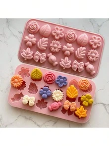 1pc Silicone Flower Candy Mold, Daisy Chocolate Mold, Tulip Flower Mold, Bow Leaf Jelly Mold, Ice Cube Mold, Pudding Mold, Soap Mold, Cookie Mold, Dessert Making - Multicolor - View 4