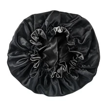 1pc Reversible Silk Satin Sleep Cap, Adjustable Sleeping Hat Hair Sleep Cap - Grey - View 16