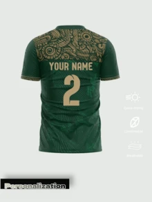 1 pièce Maillot de soccer personnalisé vert Mexique - Design artistique unique, tissu premium absorbant l'humidité, personnalisable avec votre nom/logo, idéal pour les jours de match, les événements culturels, la Coupe du monde 2026, cadeau de la Saint-Valentin Été Sports - Vert - Voir 3