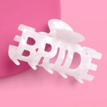 新娘发饰爪夹 – 白色大理石纹亚克力 | 新娘发饰、单身派对装饰、可佩戴新娘礼物、单身派对小礼物 - 新娘抓夾 - 查看 1