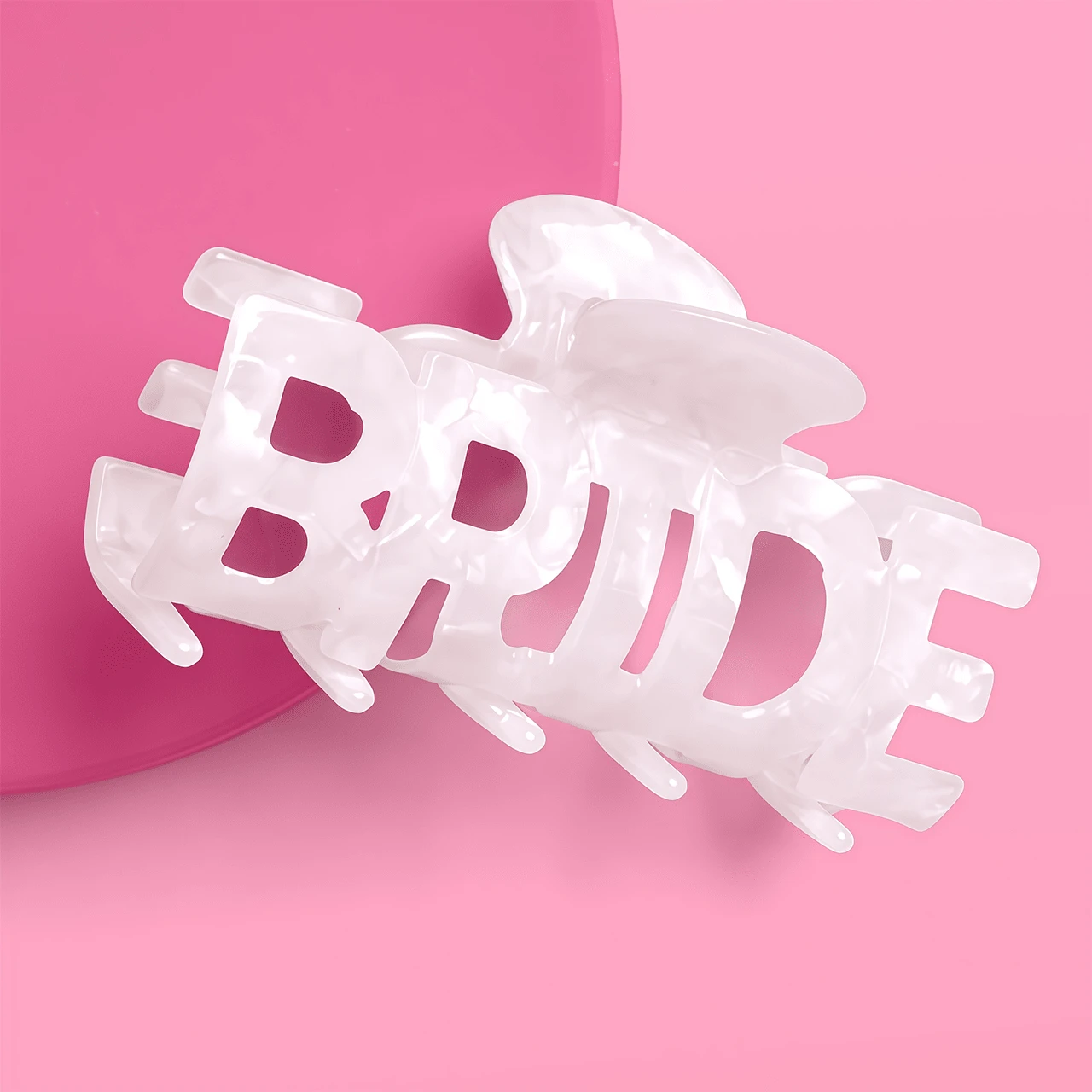 新娘发饰爪夹 – 白色大理石纹亚克力 | 新娘发饰、单身派对装饰、可佩戴新娘礼物、单身派对小礼物 - 新娘抓夾 - 查看 1