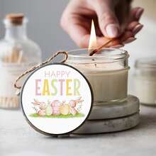 30/60pcs Happy Easter Bunny Stickers, Large 1.8 Inch Watercolor Rabbit & Eggs Round Labels, Pastel Spring Holiday Sealing Stickers For Gift Bags, Envelopes & Party Favors - Multicolor - View 3