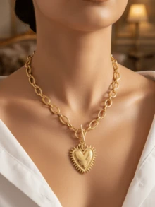 1 chiếc vòng cổ hình trái tim bằng sắt mạ vàng kiểu cổ điển, cá nhân hóa, đơn giản, thích hợp làm quà tặng ngày Valentine. - Nhiều màu - Xem 3