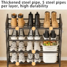 6/8 Tier Shoe Rack, Floor Standing Shoe Rack, Simple To Assemble Shoe Storage Organizer, Stackable Space Saving Shoe Organizer, Large Capacity Organizer For Multiple Pairs Of Shoes, Living Room Dorm Room Rental Housing - Black 6-layer - View 4