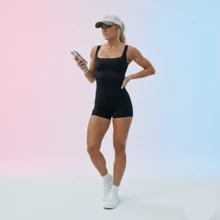 Fitness Jumpsuit In Super Premium Fabric With ZERO TRANSPARENCY Polyester Backless / Backless Vacation Sports And Fitness Travel Diary Homecoming - 黑色 - 查看 7