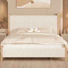 Queen Bed Frame With Headboard, Upholstered Bed Frame With Wooden Headboard And Footboard Support, No Box Spring Needed, Easy Assembly, Full/ Queen/ King, Beige/ White/ Black - 米色 - 查看 1